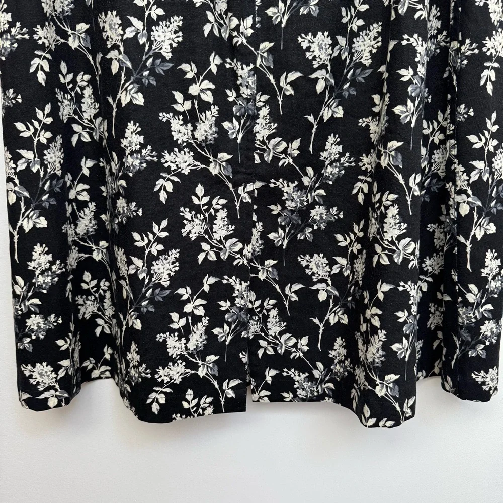 Liz Claiborne Lizwear Floral A-Line Midi‎ Skirt Women Size 8 Linen Blend